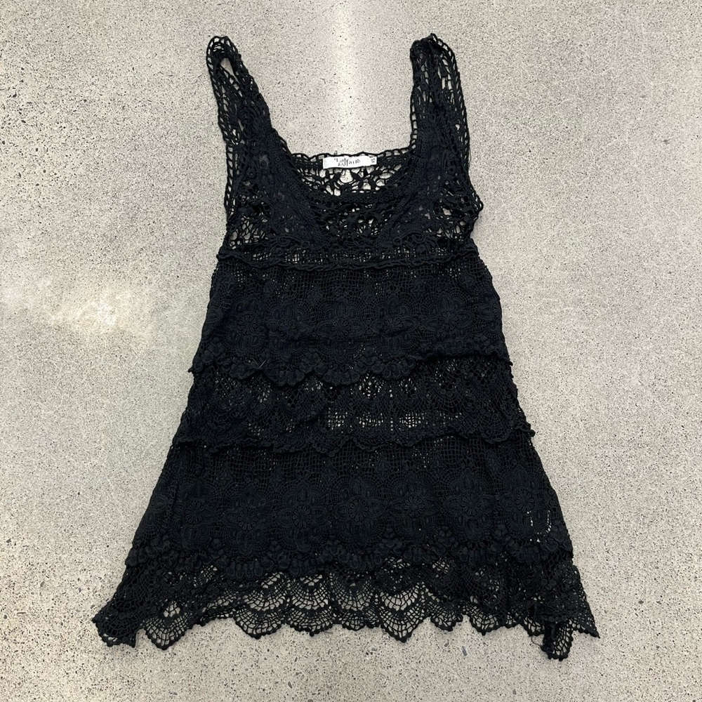 Vintage Y2K L’affaire Crochet Top Cover Up Black Size XS Womens